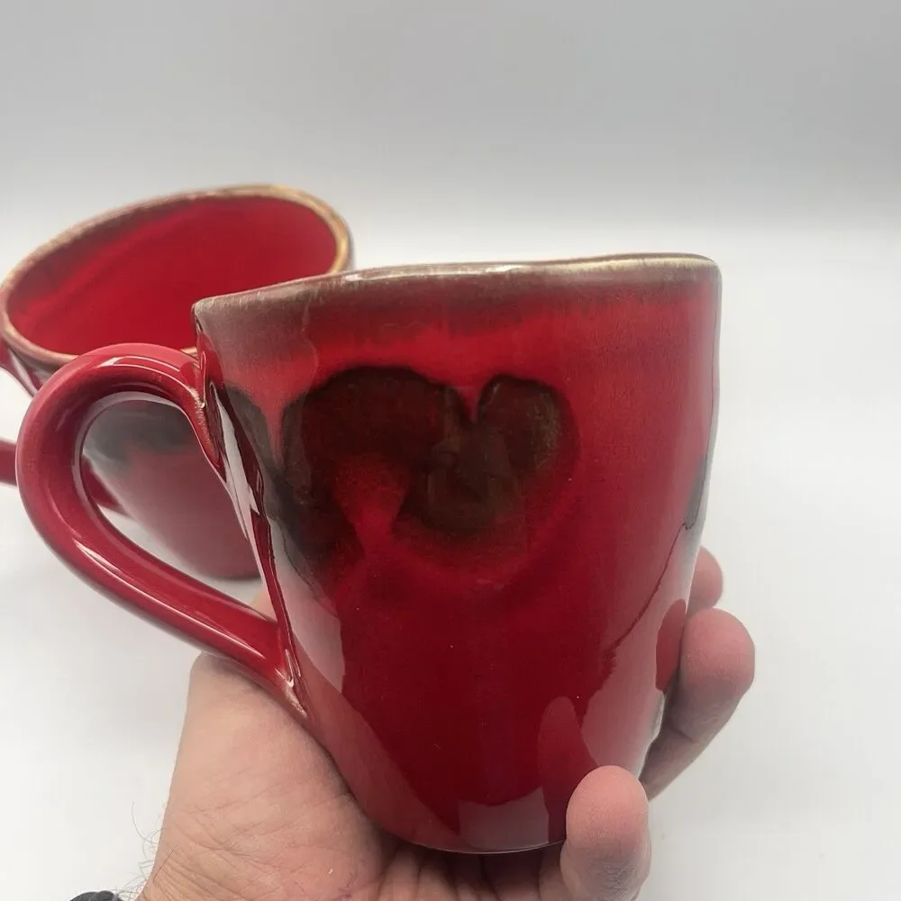 Pier 1 Vania Deep Red Mugs - Set Of 2